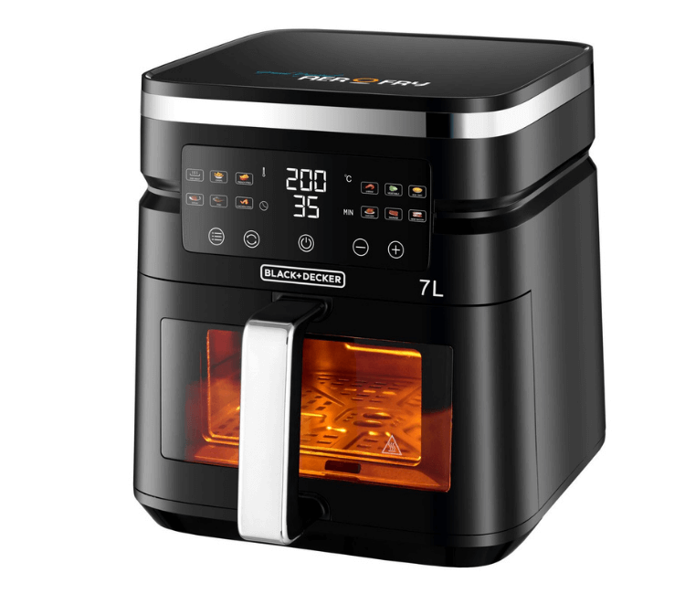 Black+Decker AF7010-B5 Digital Aerofry top view – digital control panel for precise cooking in Africa