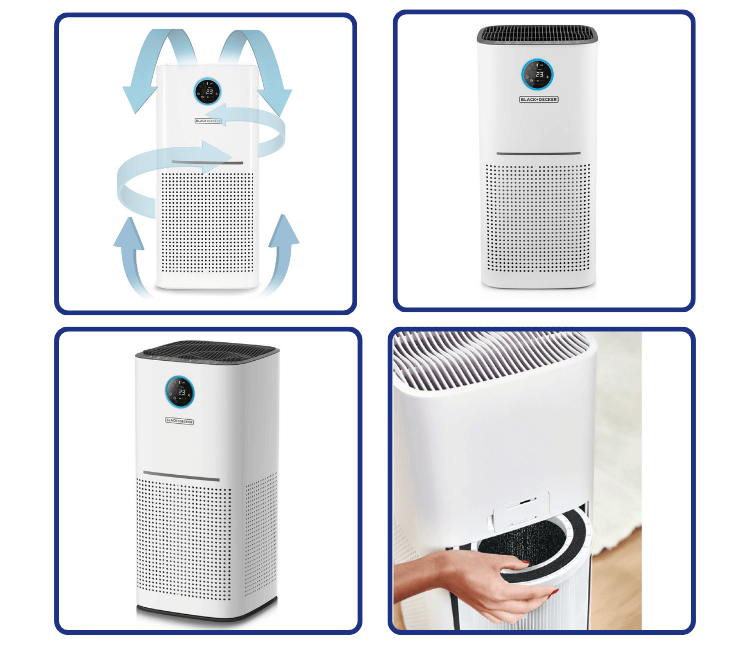 Black+Decker AP3560-B5 Air Purifier with HEPA filter displayed – advanced air cleaning solution for Africa