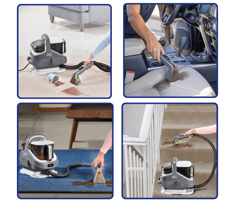 Black+Decker BHSC1350CHS-B5 removing stains from carpet using powerful steam
