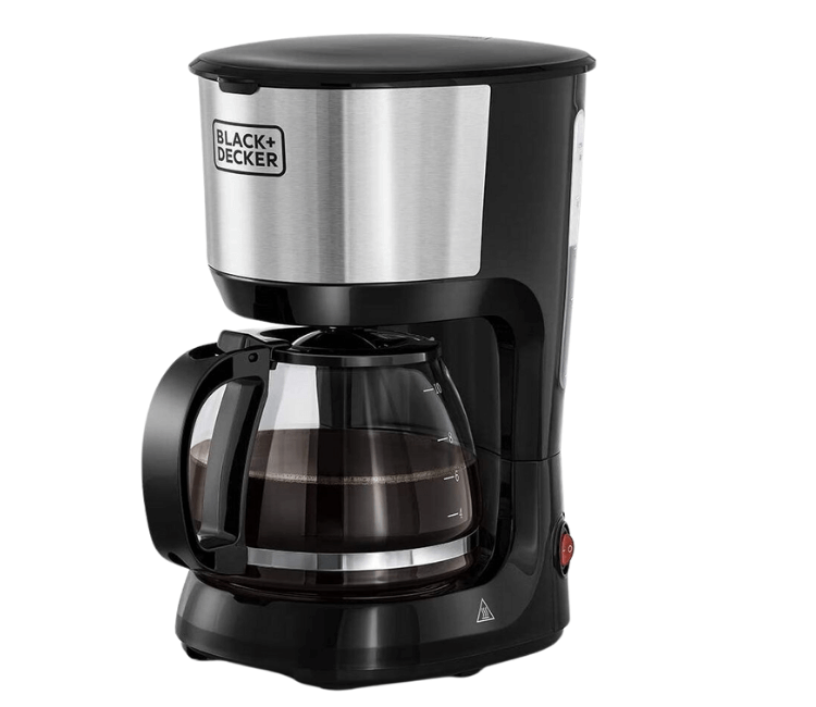 Black+Decker DCM750S-B5 750W 10-Cup Drip Coffee Maker with glass carafe, black and silver finish, best for African office use.