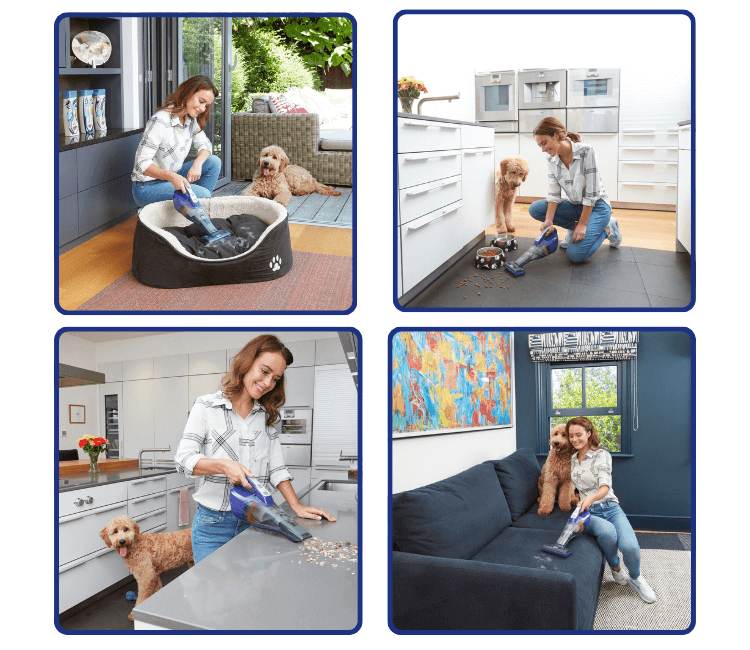 Black+Decker DVB315JP-GB 12V Pet Dustbuster Hand Vacuum new in box, showing accessories and product packaging.