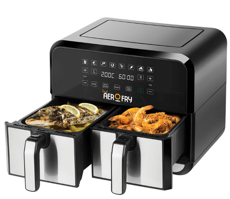 Black+Decker DZAF1700-B5 Dual Zone Air Fryer 1700W Front View – DVM Africa