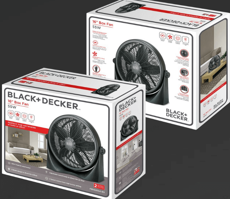 BLACK+DECKER FB1620-B5 Box Fan with Retail Packaging – DVM Africa