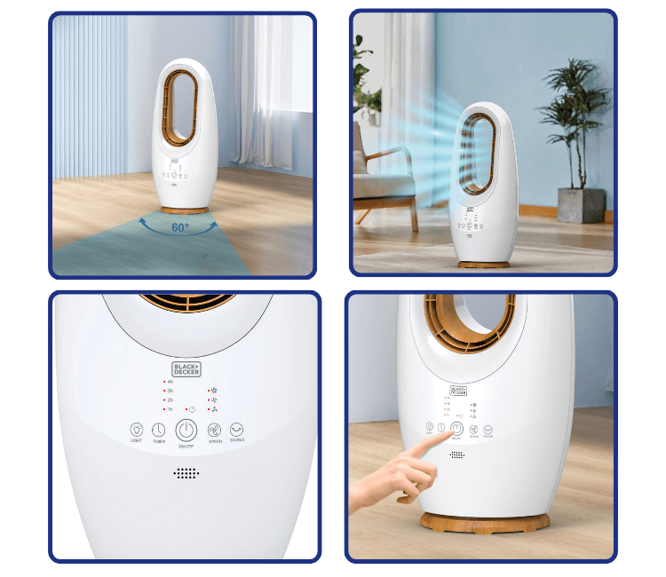 BLACK+DECKER FBL58-B5 Bladeless Fan with Remote 58CM – Energy-Efficient Cooling Technology