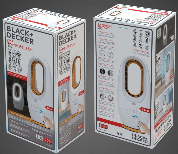 BLACK+DECKER FBL58-B5 Bladeless Fan 58CM – Ideal for African Homes and Offices