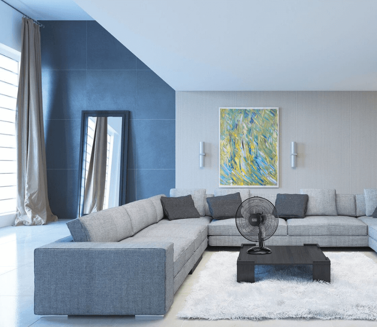 Black+Decker 16" Desk Fan with 3-Speed controls (Low/Med/High) and 90° Wide Oscillation function for whole-room air circulation.