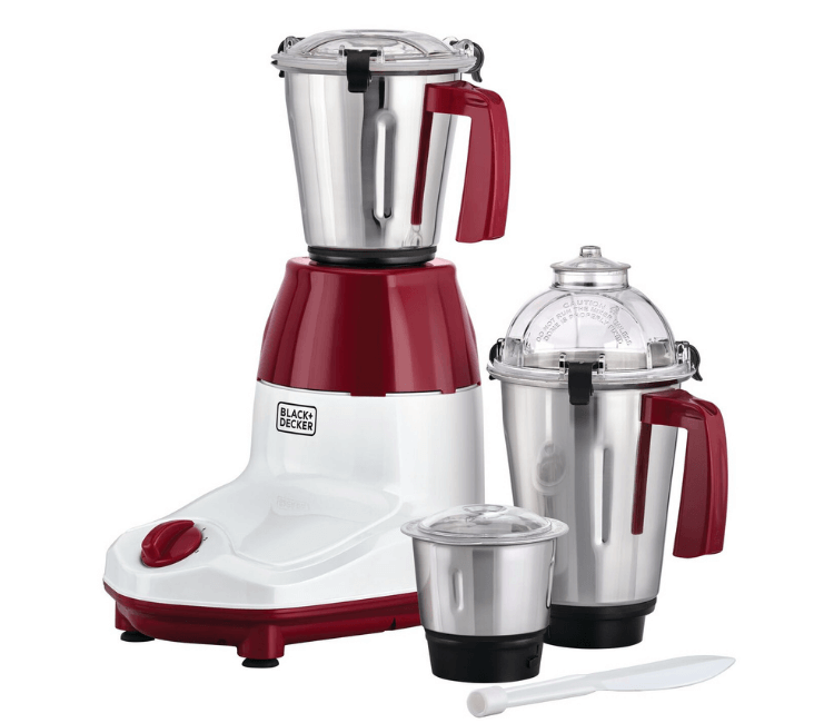 Black+Decker MG750-B5 3-in-1 Mixer Grinder, 750W, with 3 stainless steel jars for wet, dry, and blending, ideal for African cuisine.