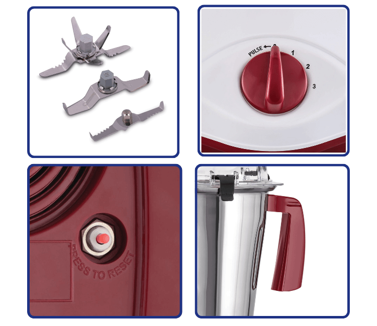 Black+Decker MG750-B5 Mixer Grinder to finely grind dry spices or grains, showcasing its heavy-duty 750W performance.