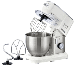 Black+Decker MKM100-B5 Multifunctional Kitchen Machine, a powerful stand mixer with a large stainless steel bowl, for hands-free baking in the African kitchen.