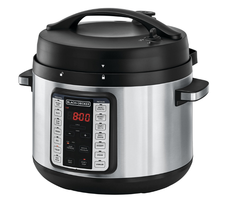 Black+Decker PCP1010-B5 Electric Pressure Cooker, digital multi-cooker for fast, energy-efficient cooking of stews and rice in the African home.