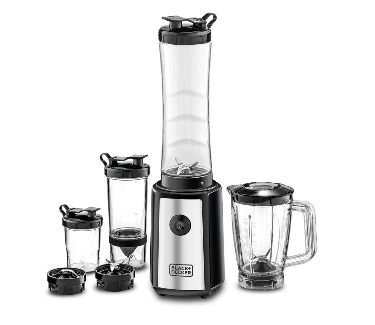 Black+Decker SBX300BCG-B5 3-in-1 Sports Blender with Grinder and Juicer attachments, a versatile appliance for healthy living in Africa.