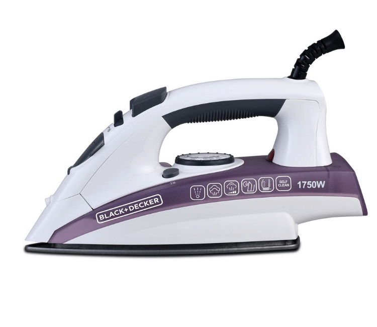 Black+Decker X1750-B5 Non-Stick Steam Iron, powerful and durable for effortless garment care and fast wrinkle removal in African households.