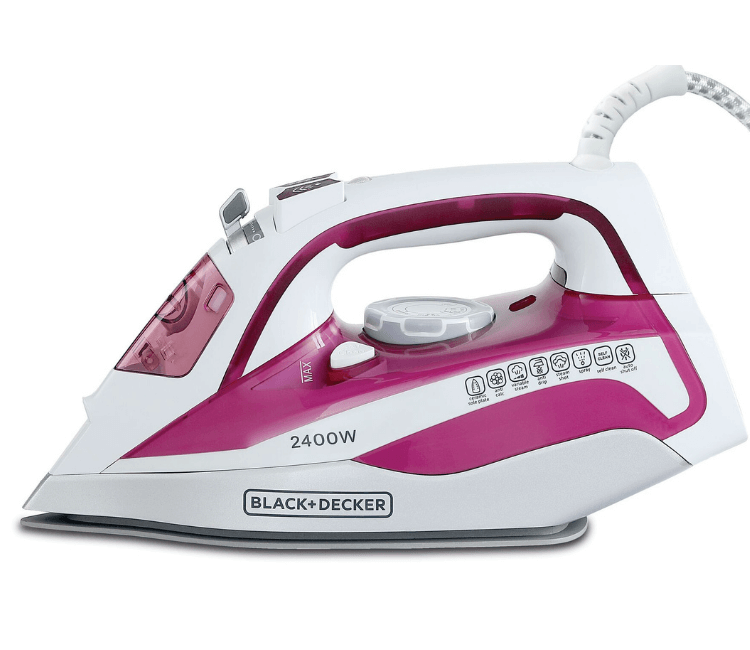 Black+Decker X2400-B5 Ceramic Steam Iron, high-power iron with anti-drip feature for smooth, efficient ironing of all fabric types.
